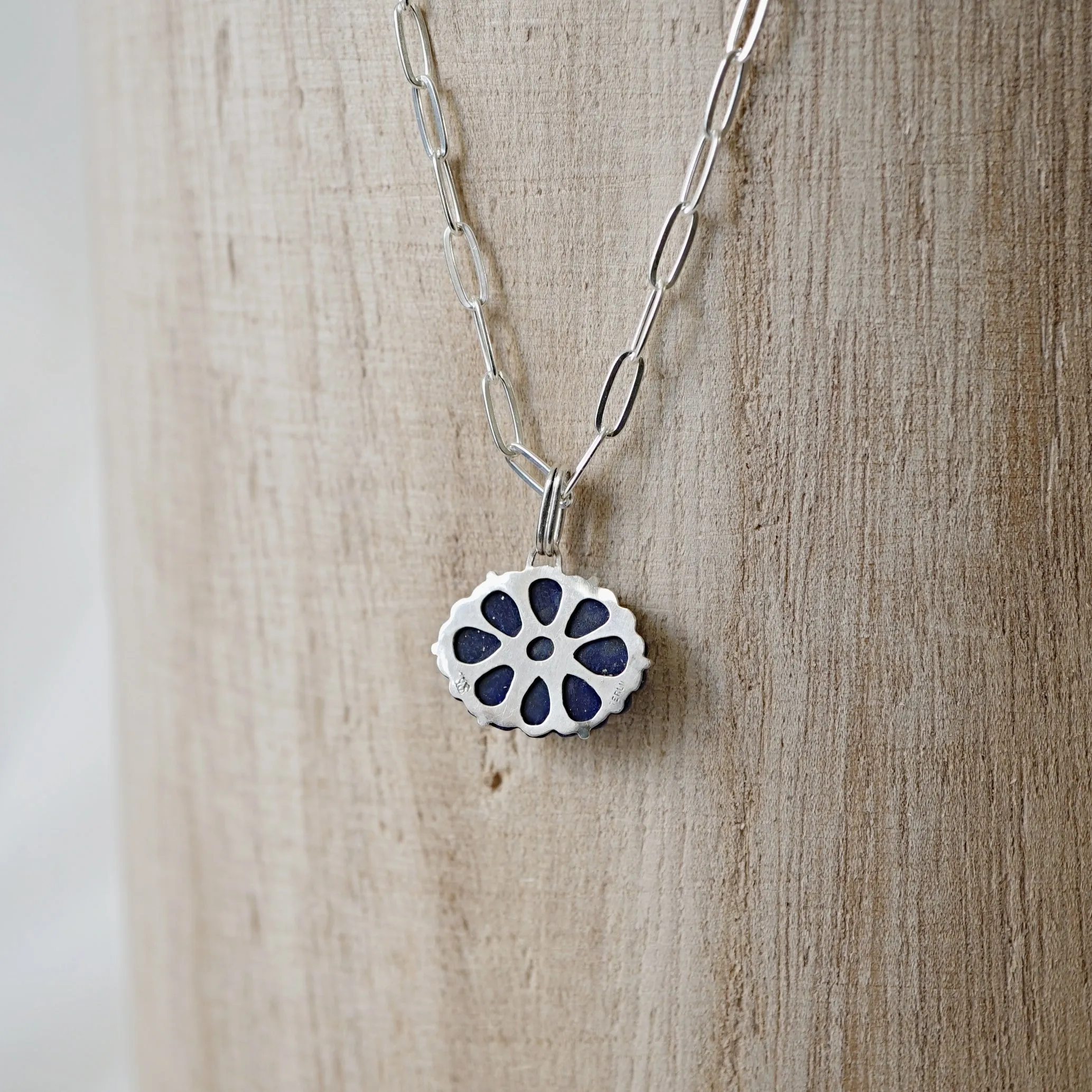 Carved Lapis Lazuli Charm Pendant Necklace