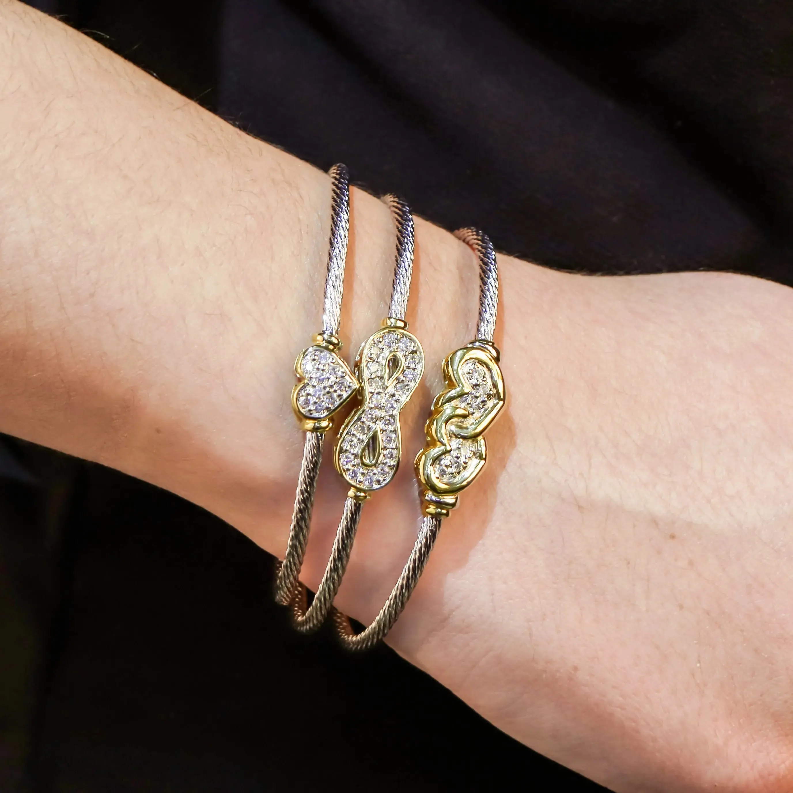 Celebration Petite Pavé - Heart Wire Cuff Bracelet