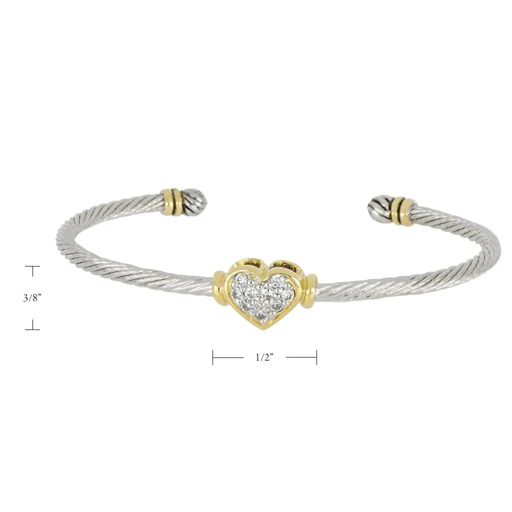 Celebration Petite Pavé - Heart Wire Cuff Bracelet