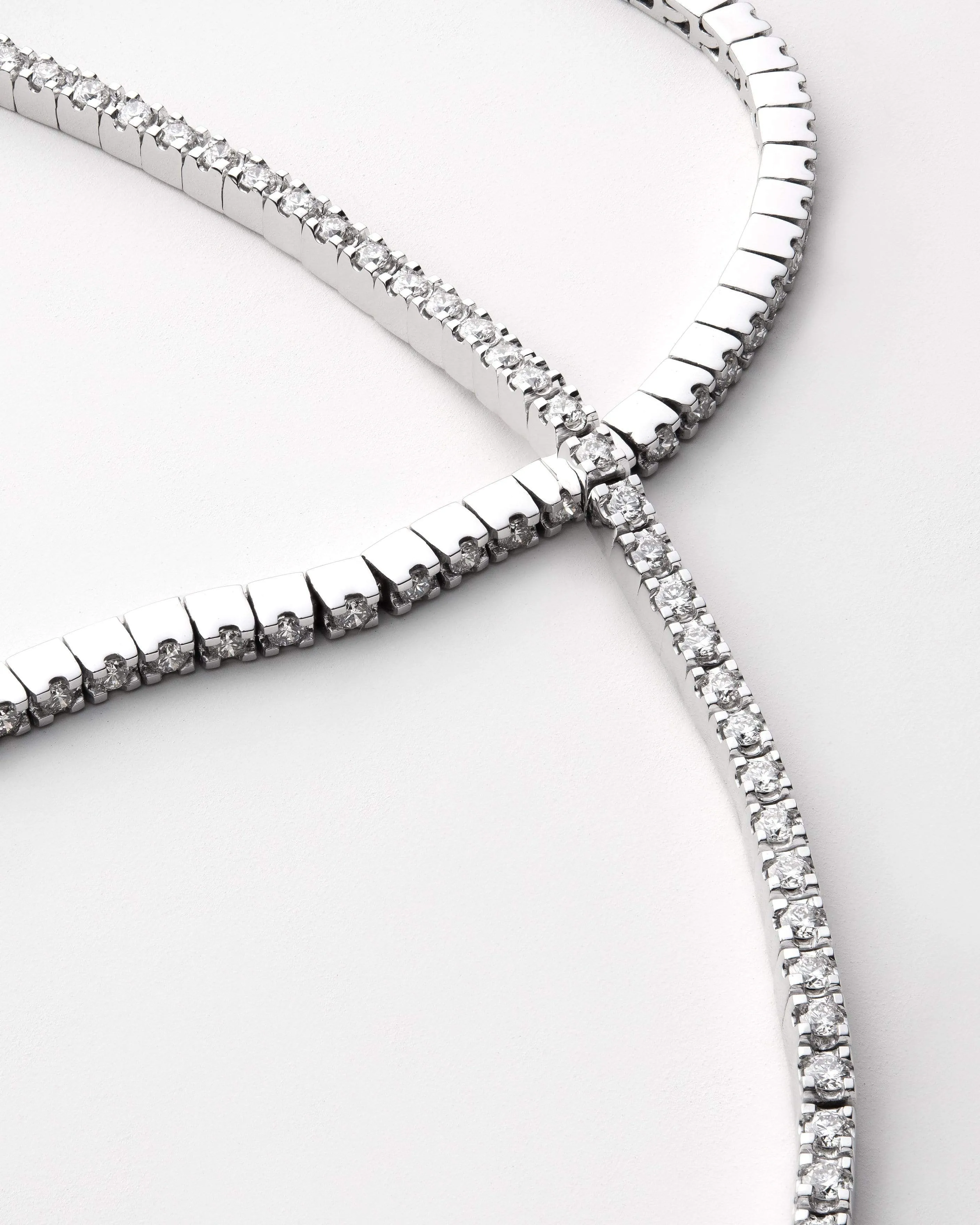 Century Square Bracelet, 14k White Gold Pavé