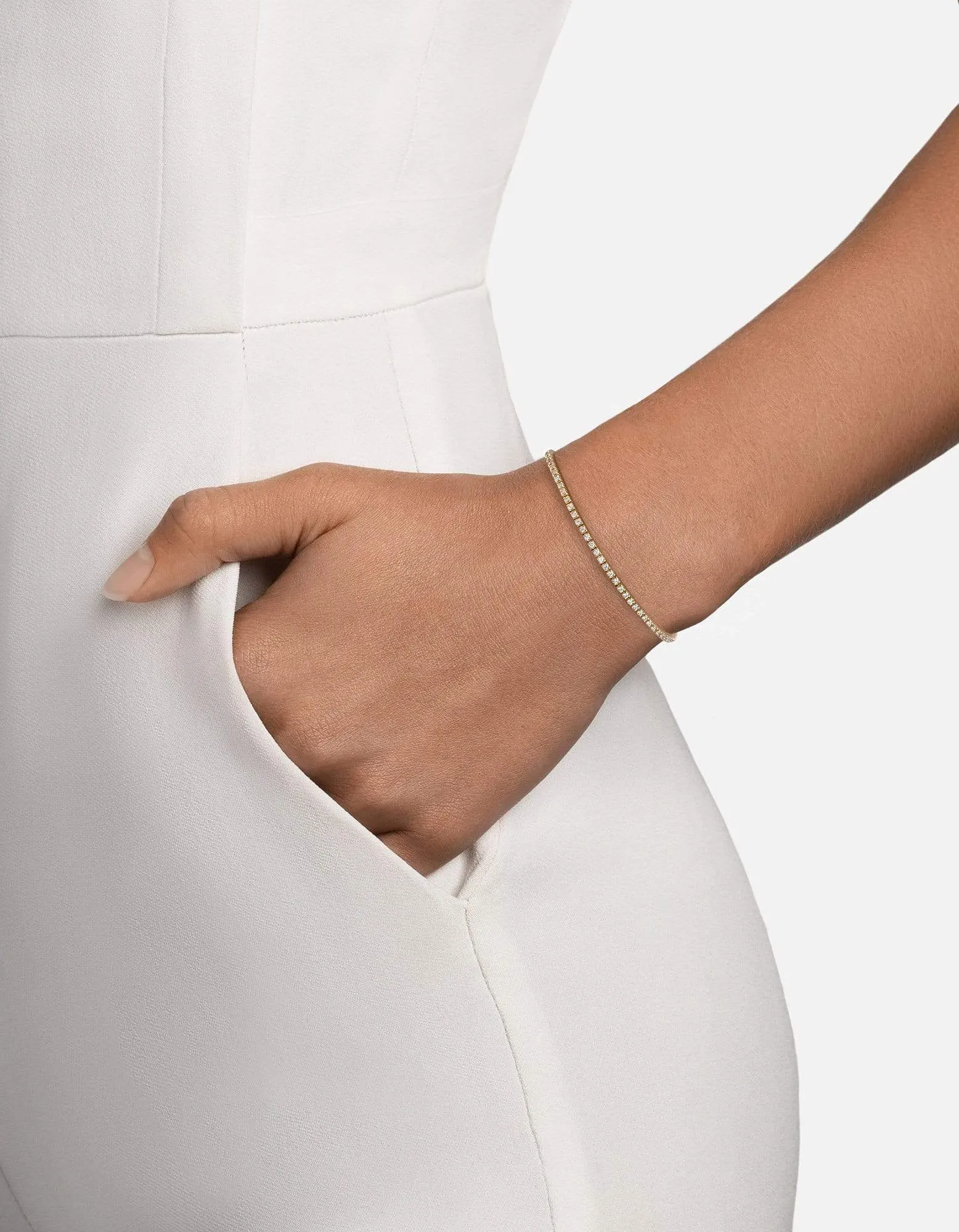 Century Square Bracelet, 14k Yellow Gold Pavé