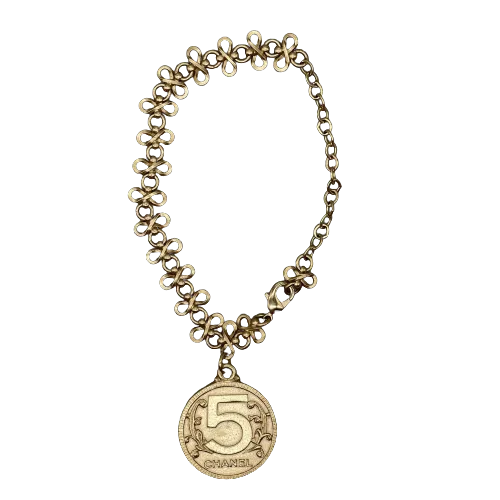 CHANEL - Vintage 03P Side Portrait '5' Medallion Chain Gold 'CHANEL' Bracelet