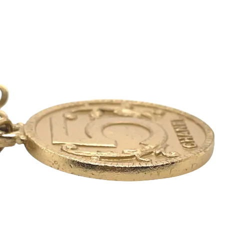 CHANEL - Vintage 03P Side Portrait '5' Medallion Chain Gold 'CHANEL' Bracelet