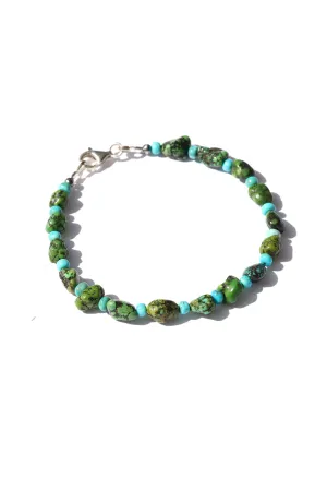 Chunky Green and Blue Turquoise Bead Bracelet