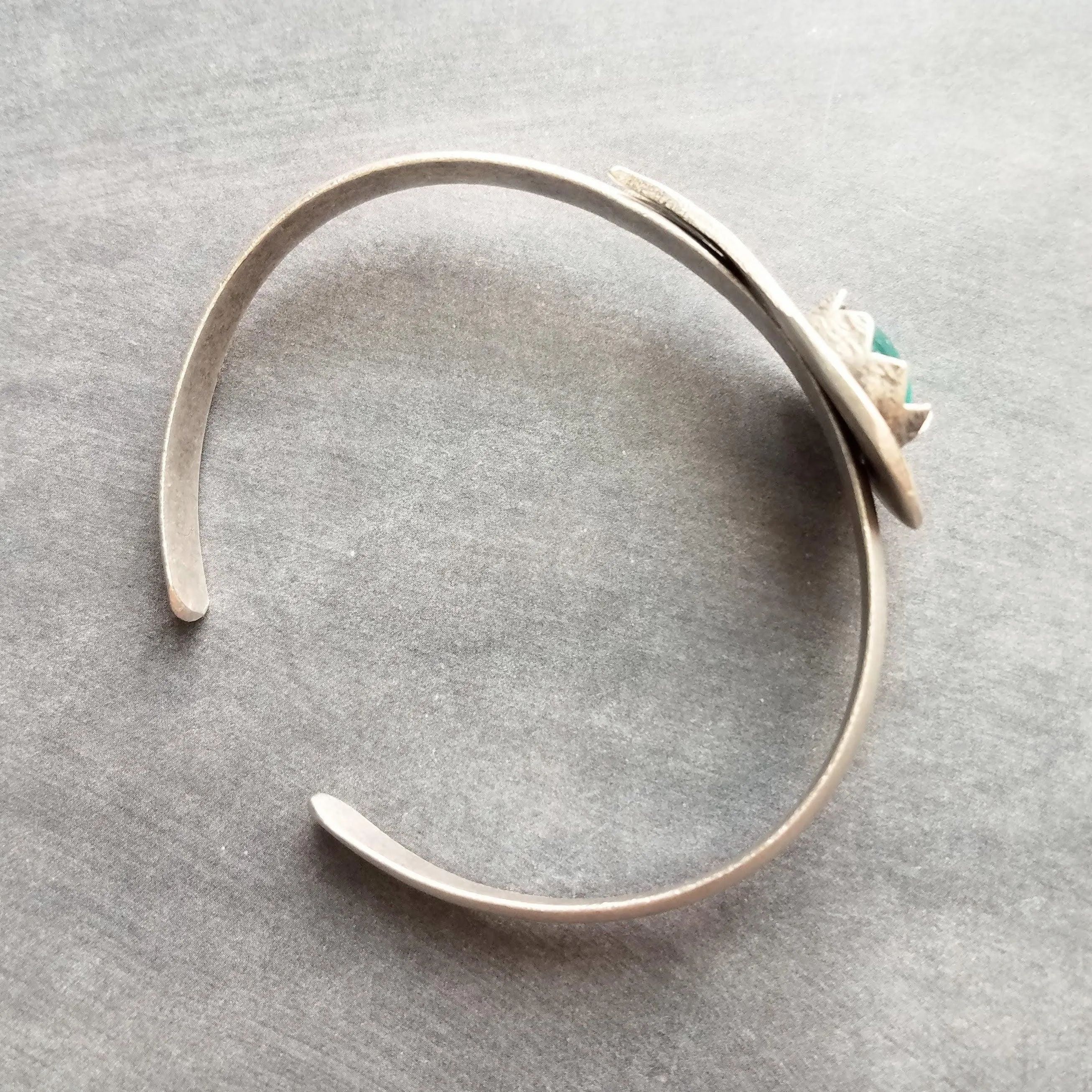 Chunky Silver Cuff Bracelet, glass stone bracelet, heavy silver cuff, oxidized silver bracelet, antique silver cuff, glass hammered silver