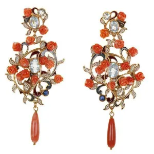 Coral and Rose Earrings