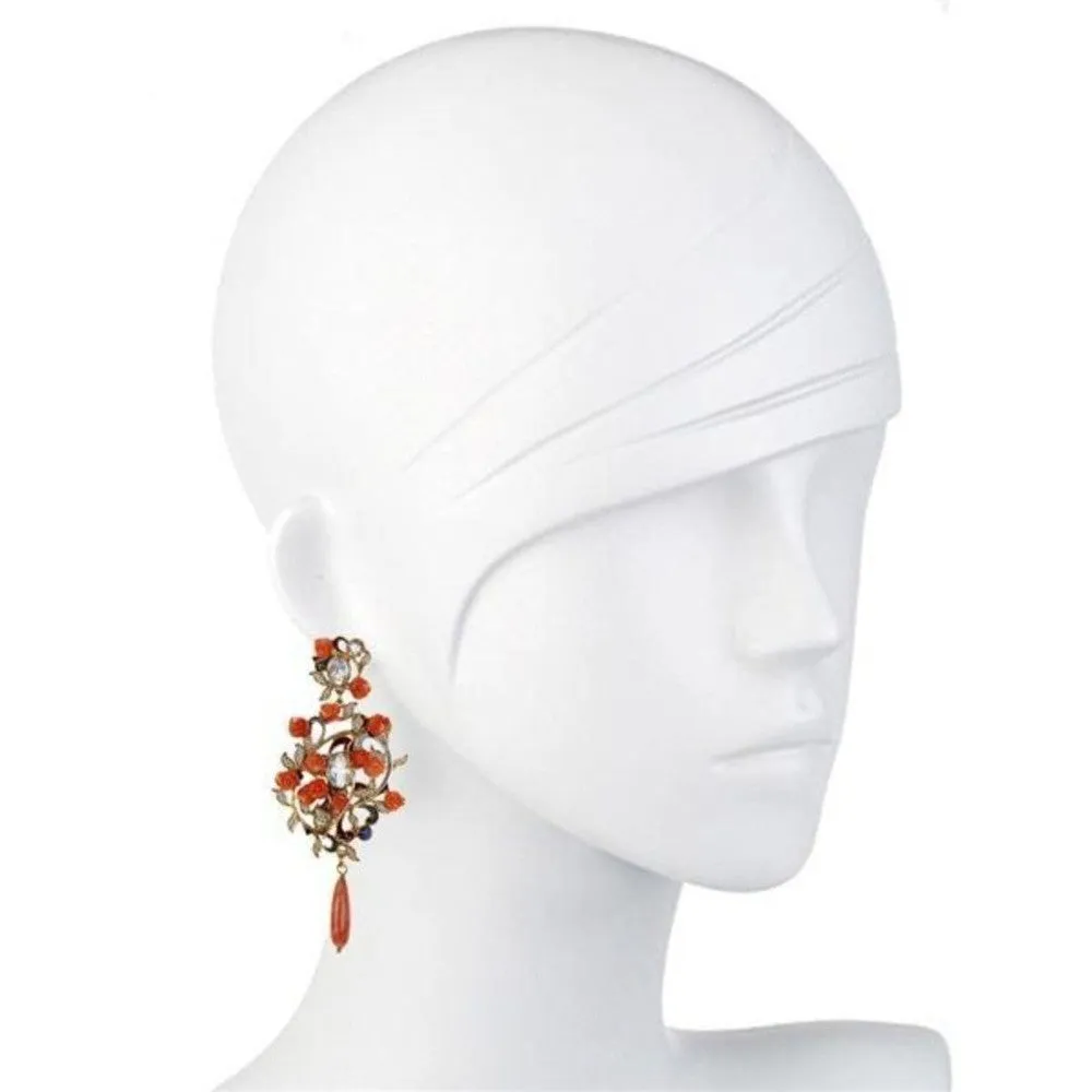 Coral and Rose Earrings