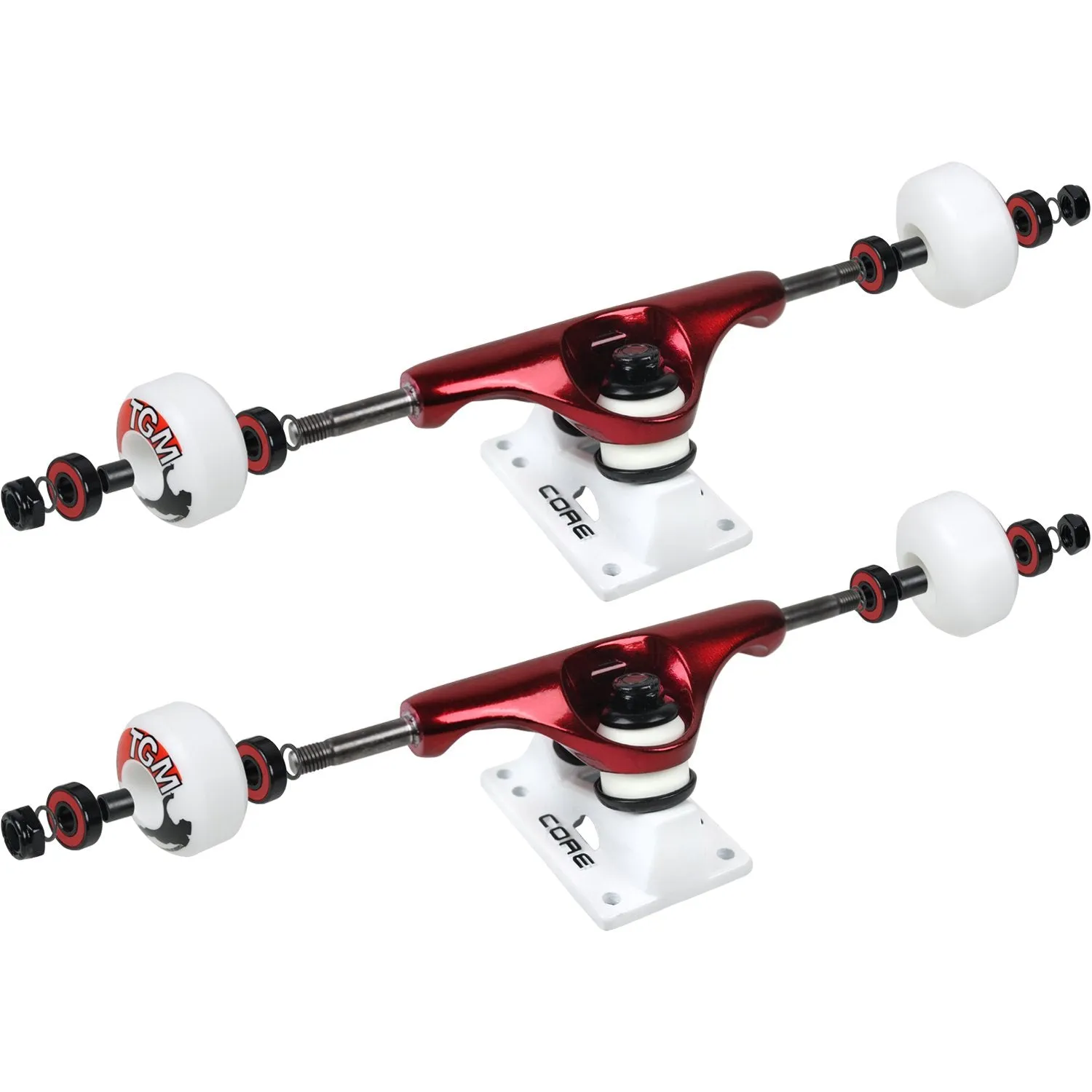 Core Skateboard Package 5.0" Trucks 52mm with White Wheels   Components (Metallic Red Hanger/White Base)