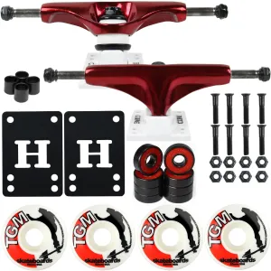 Core Skateboard Package 5.0" Trucks 52mm with White Wheels   Components (Metallic Red Hanger/White Base)