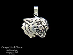 Cougar Mountain Lion Charm Necklace Sterling Silver Panther Charm