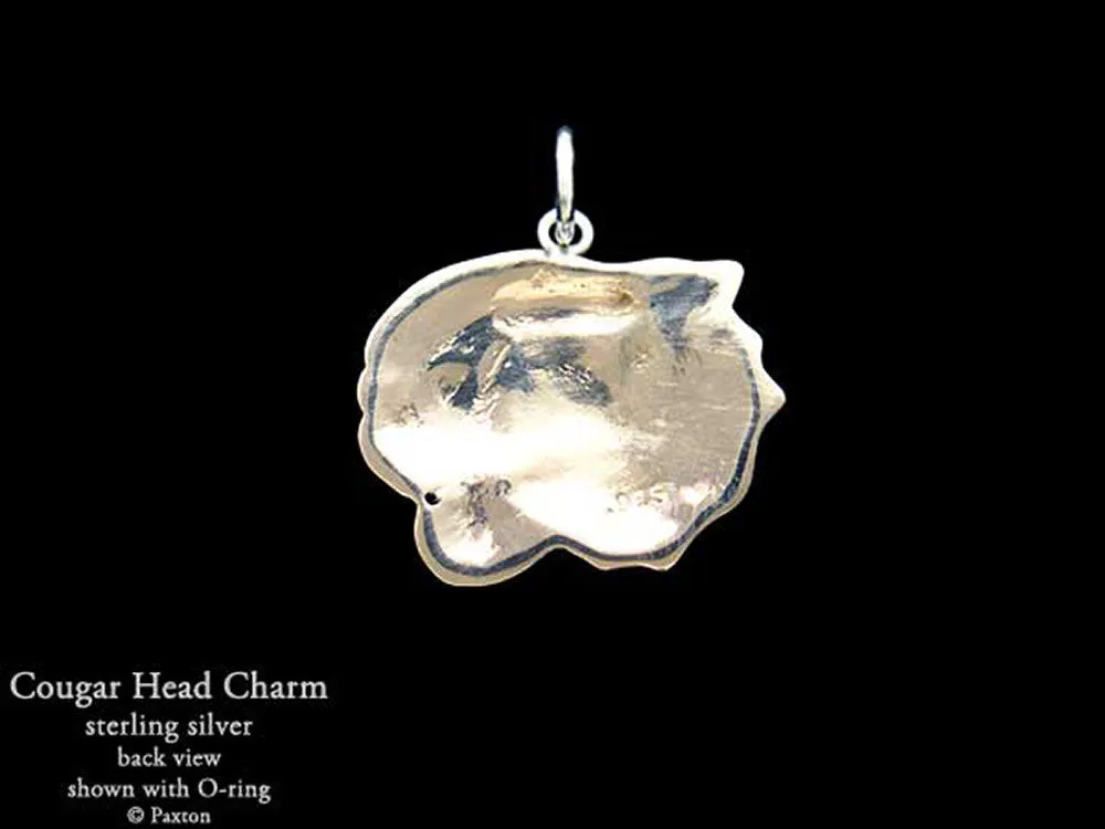Cougar Mountain Lion Charm Necklace Sterling Silver Panther Charm