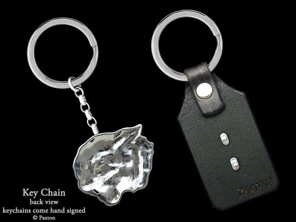 Cougar Panther Head Key Chain / Key Ring Sterling Silver