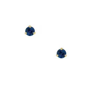Cp Collection - 3mm Blue Sapphire Stud Earrings in 14k Yellow