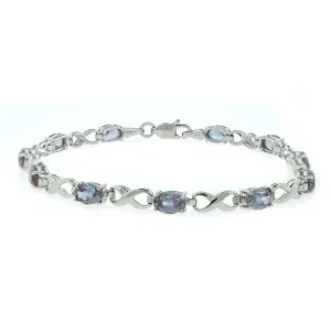 Created Alexandrite Infinity Bracelet in Sterling Silver