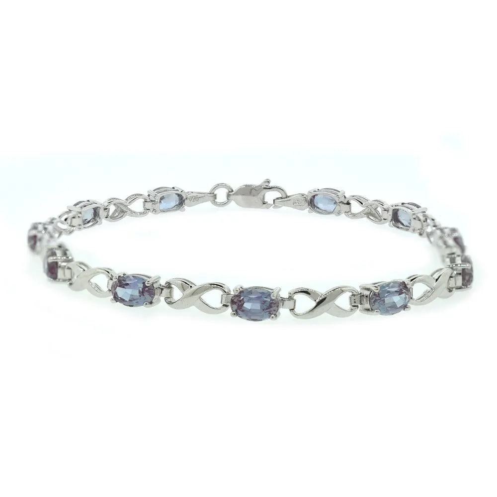 Created Alexandrite Infinity Bracelet in Sterling Silver
