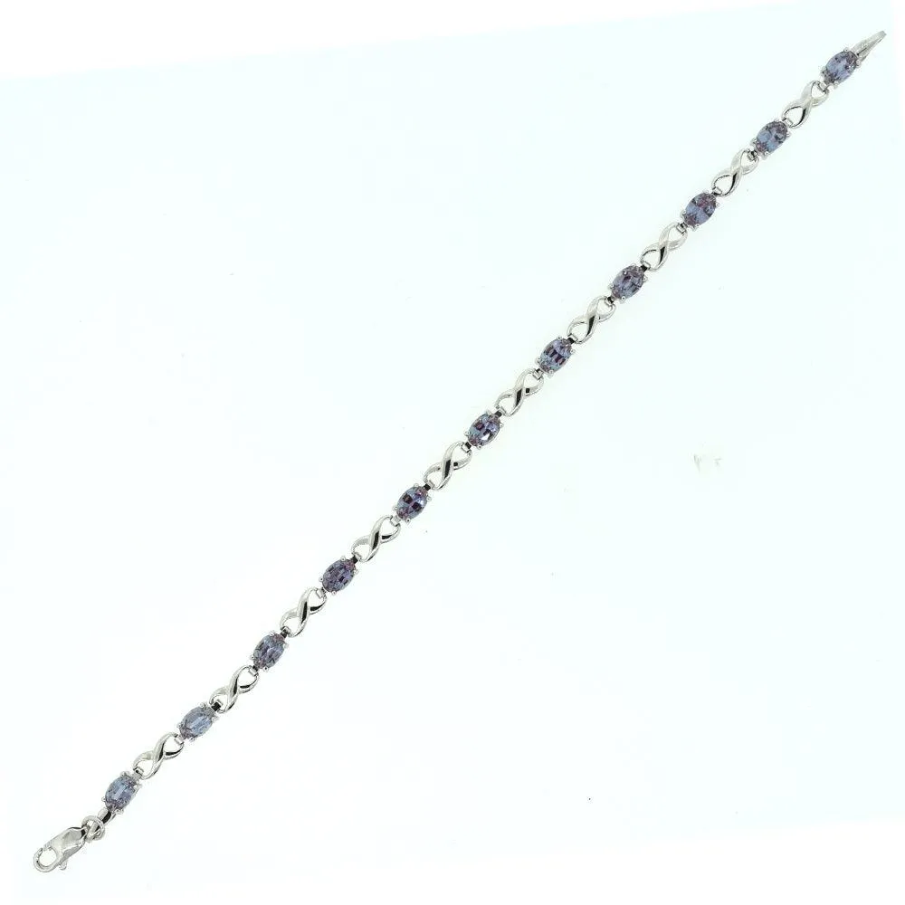 Created Alexandrite Infinity Bracelet in Sterling Silver