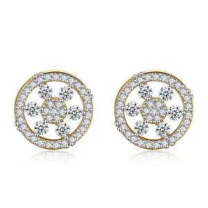 Cubic Zirconia & 18K Gold-Plated Round Snowflake Stud Earrings