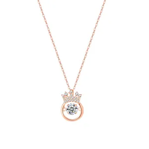 Cubic Zirconia & 18K Rose Gold-Plated Crown Pendant Necklace