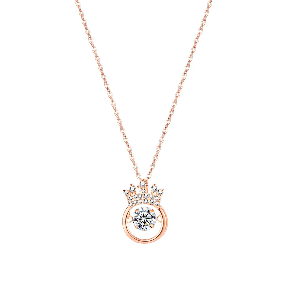 Cubic Zirconia & 18K Rose Gold-Plated Crown Pendant Necklace