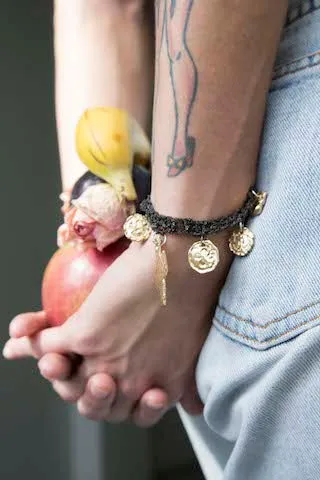 Currency Bracelet in Gold w/ Silver Coins
