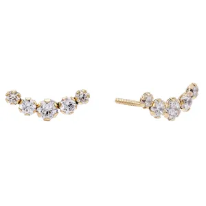 Curve Stone Ear Climber 14K