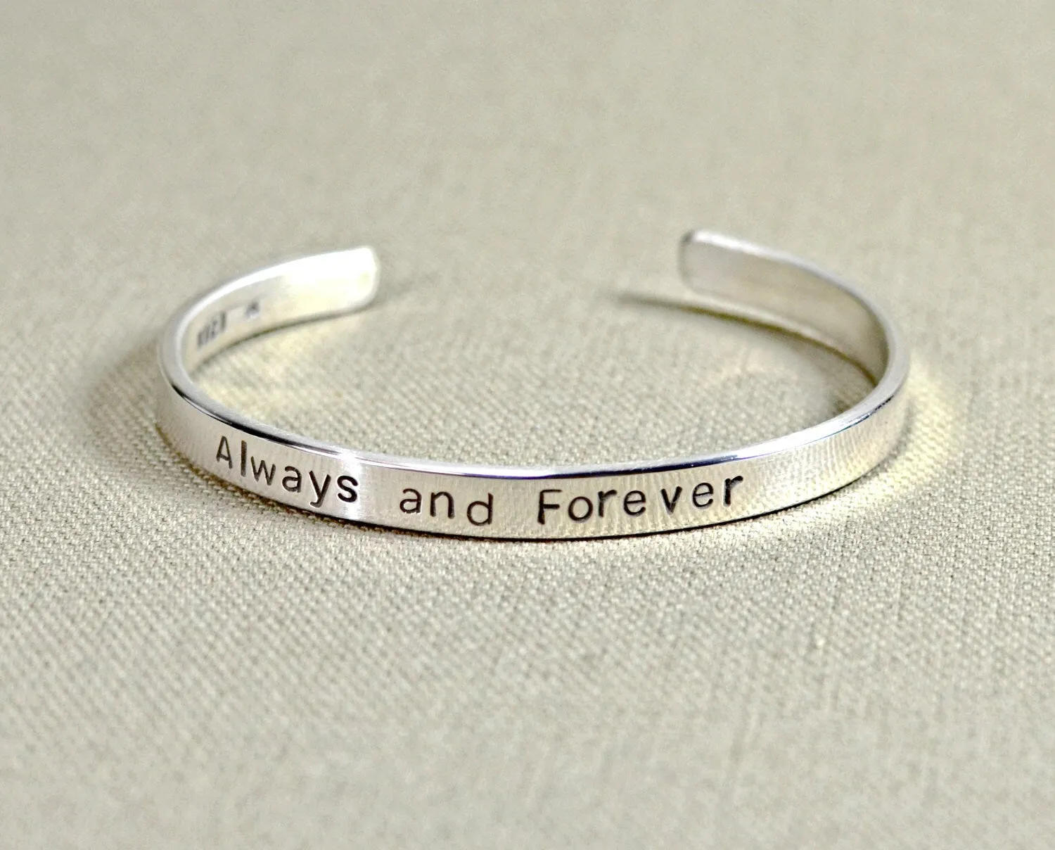 custom sterling silver cuff bracelet - silver anniversary or 15th year anniversary