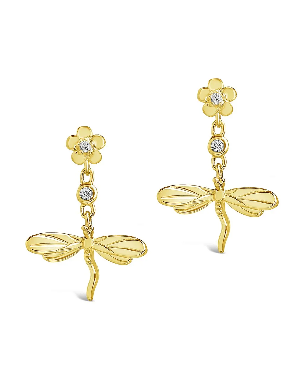 CZ Dragonfly Dangle Earrings