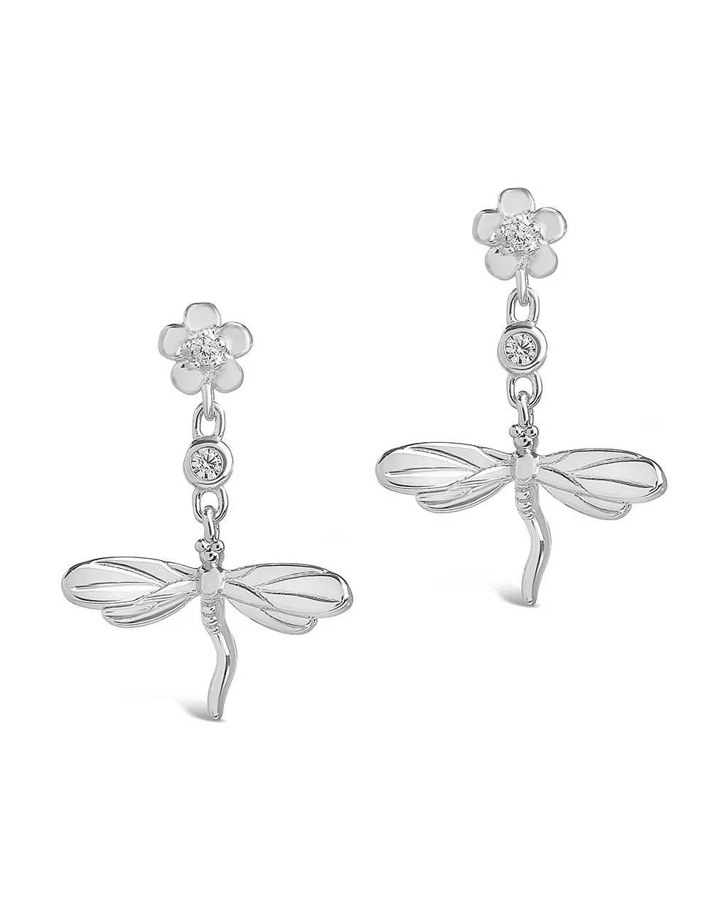CZ Dragonfly Dangle Earrings
