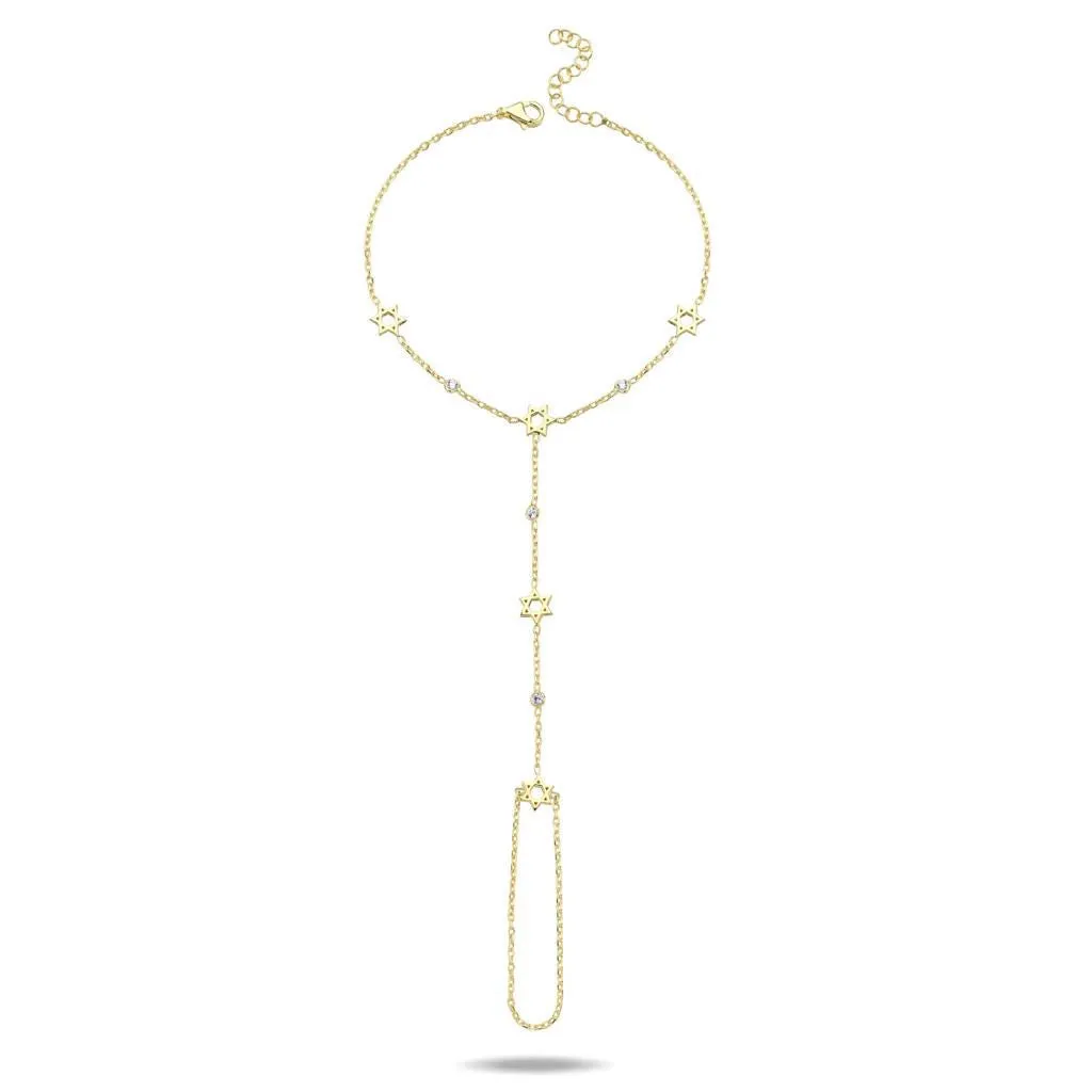 David Star and Bezel Hand Chain