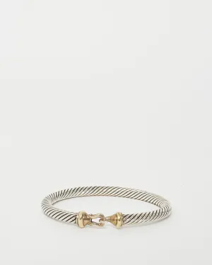 David Yurman Sterling Silver & 14K Gold Buckle Classic Cable Bracelet
