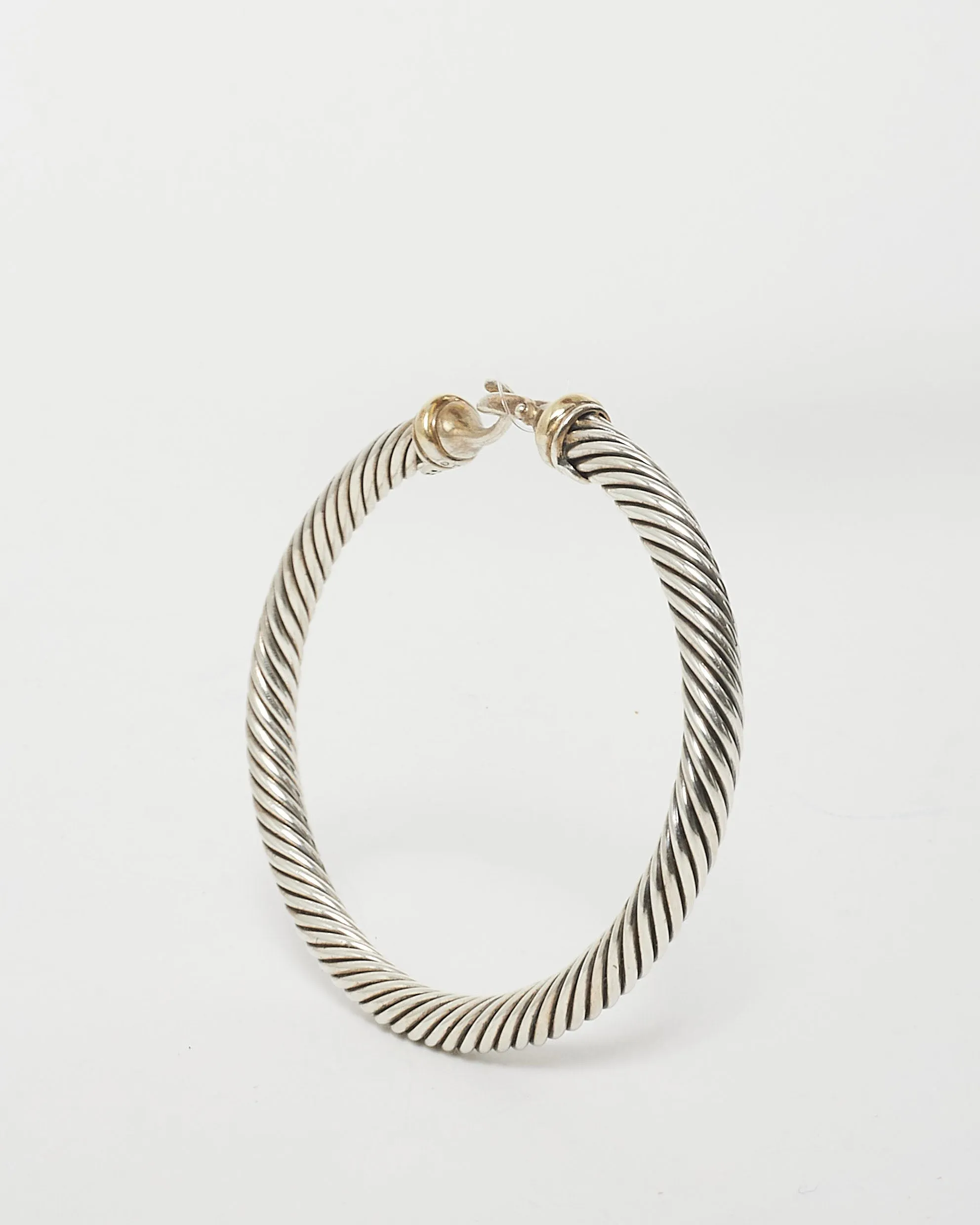 David Yurman Sterling Silver & 14K Gold Buckle Classic Cable Bracelet