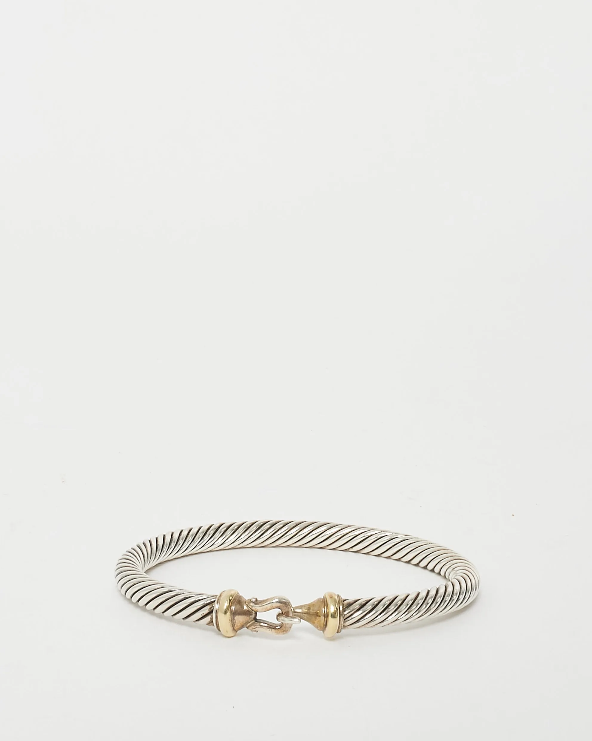 David Yurman Sterling Silver & 14K Gold Buckle Classic Cable Bracelet