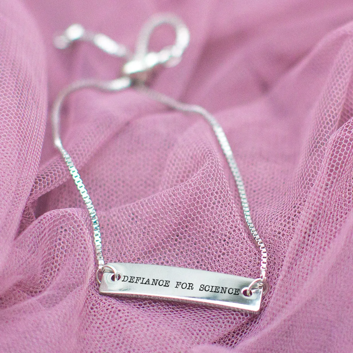 Defiance for Science Silver Bar Adjustable Bracelet