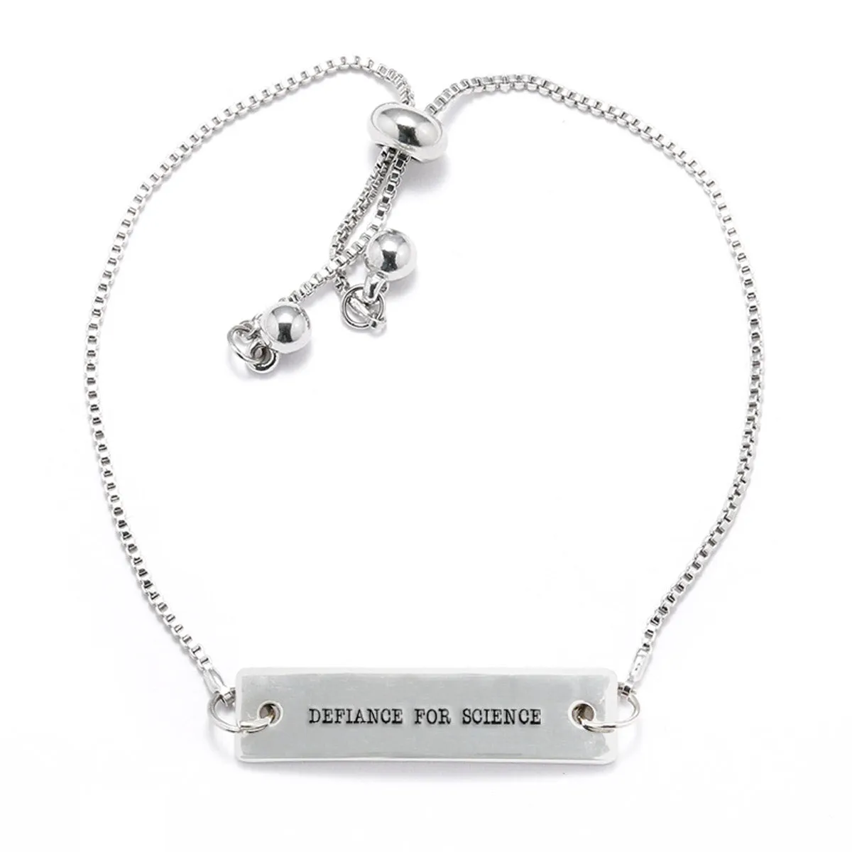 Defiance for Science Silver Bar Adjustable Bracelet