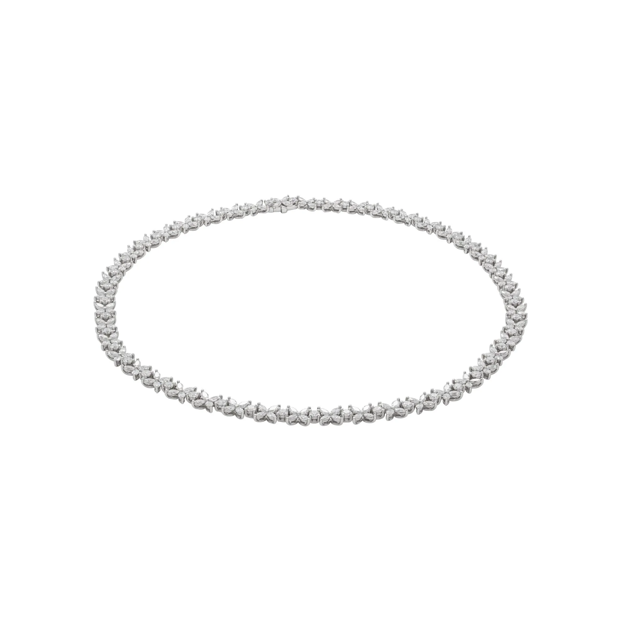 Diamond Cluster Tennis Necklace