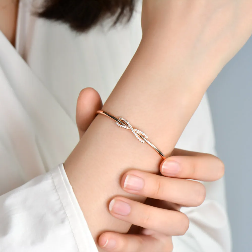 Diamond Infinity Bowknot Cuff Bracelet