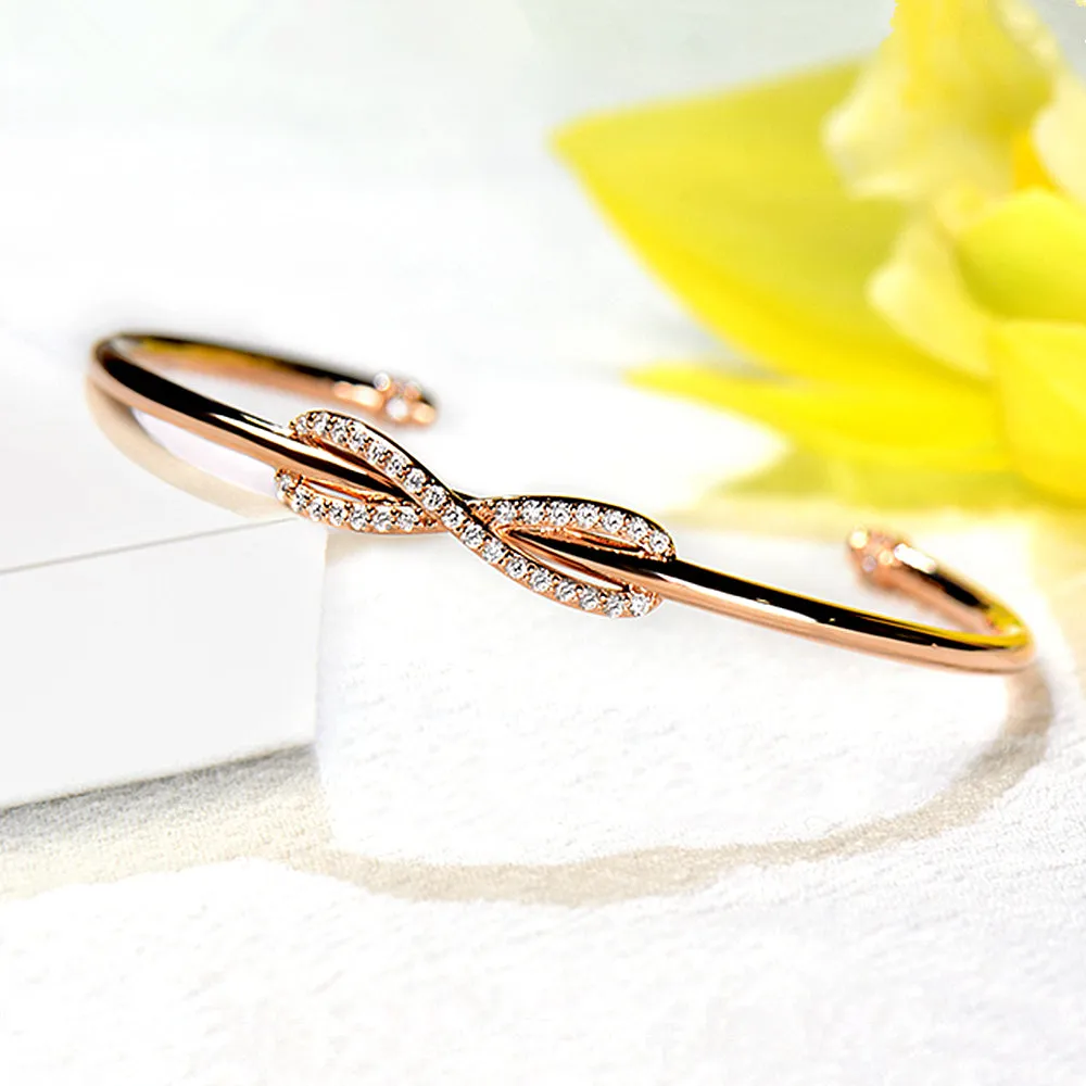Diamond Infinity Bowknot Cuff Bracelet
