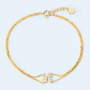 Diamond Lucky Clover Two-Strand Bracelet