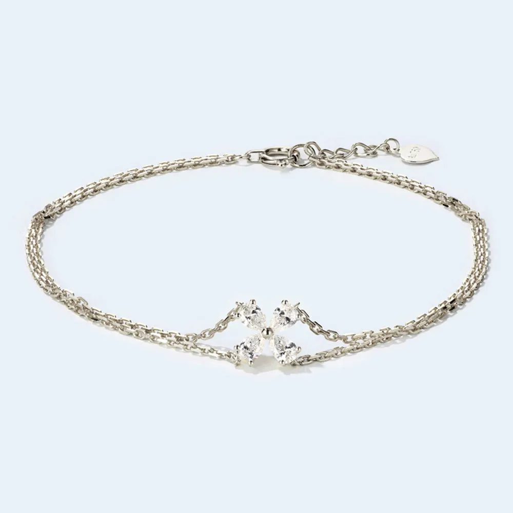Diamond Lucky Clover Two-Strand Bracelet