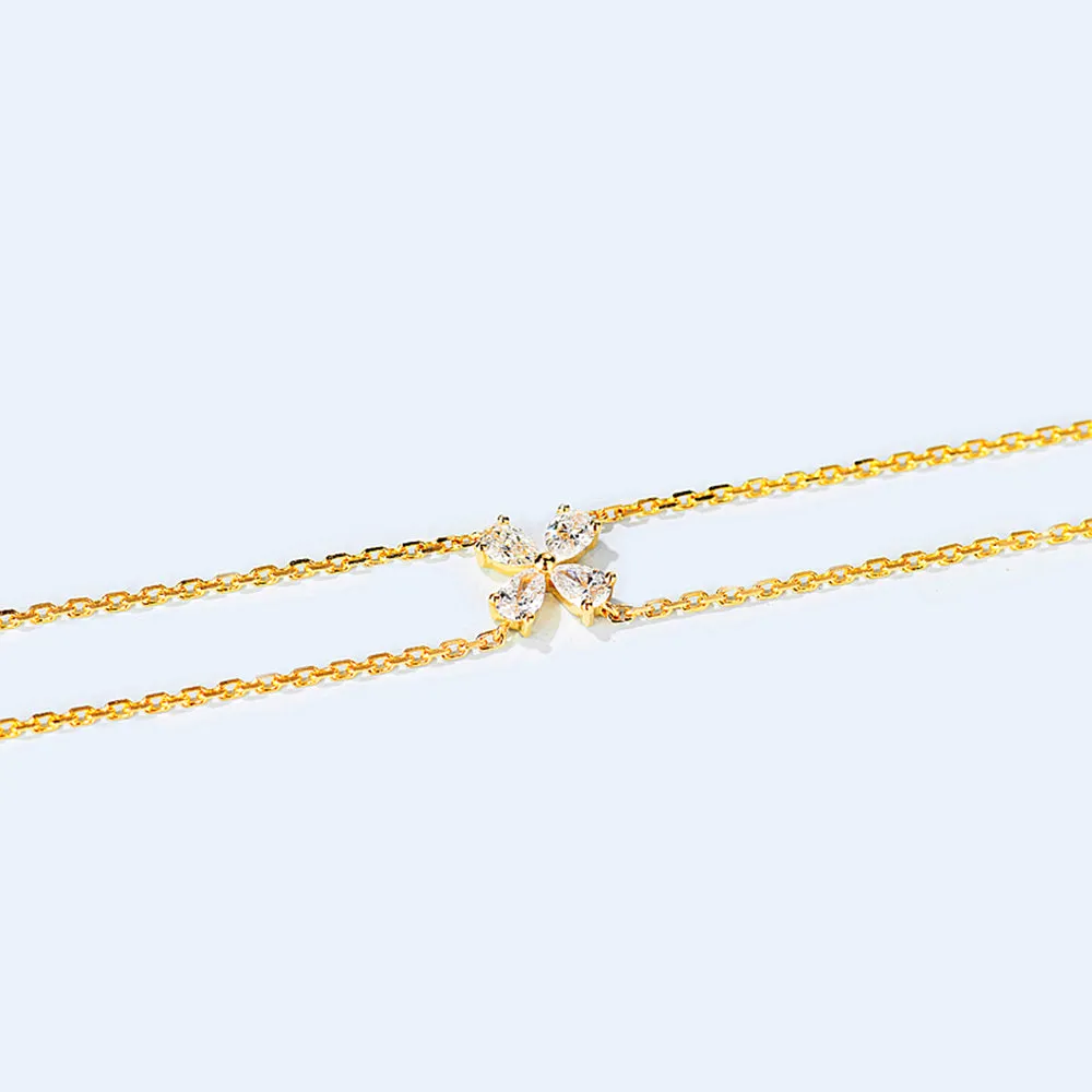 Diamond Lucky Clover Two-Strand Bracelet