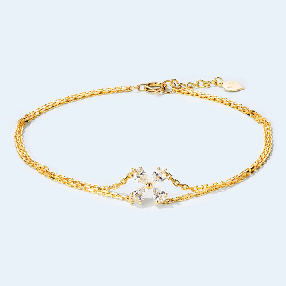 Diamond Lucky Clover Two-Strand Bracelet