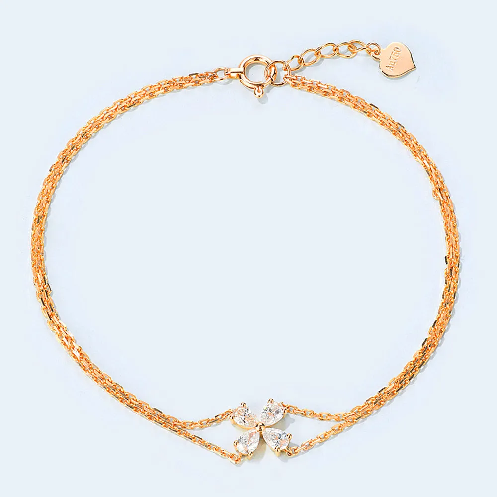 Diamond Lucky Clover Two-Strand Bracelet