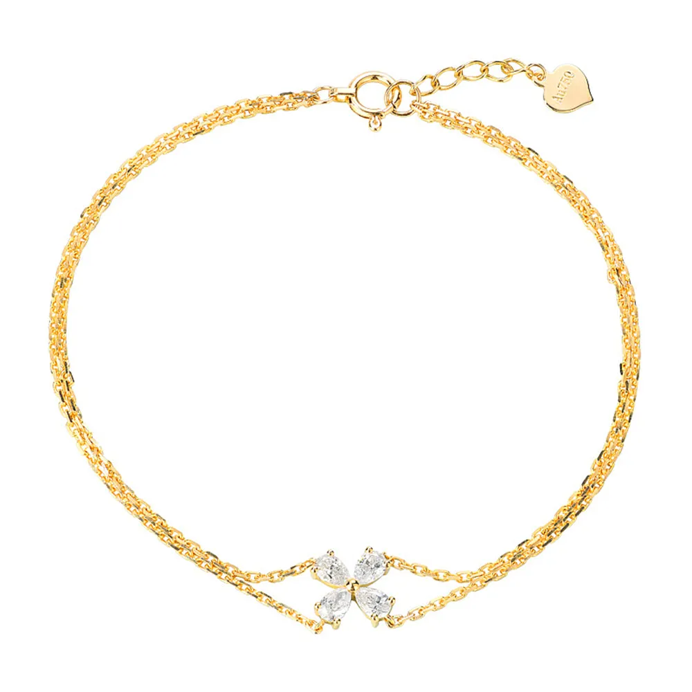Diamond Lucky Clover Two-Strand Bracelet