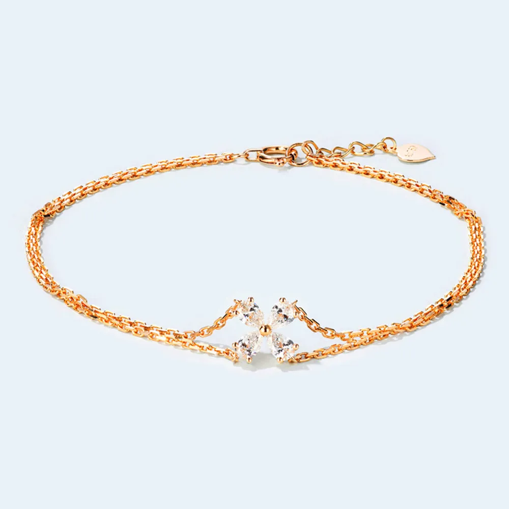 Diamond Lucky Clover Two-Strand Bracelet