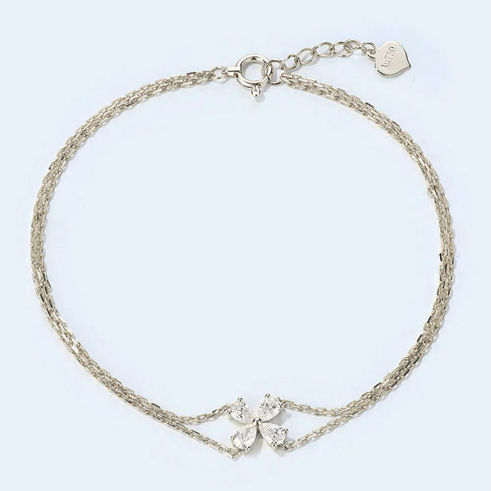 Diamond Lucky Clover Two-Strand Bracelet