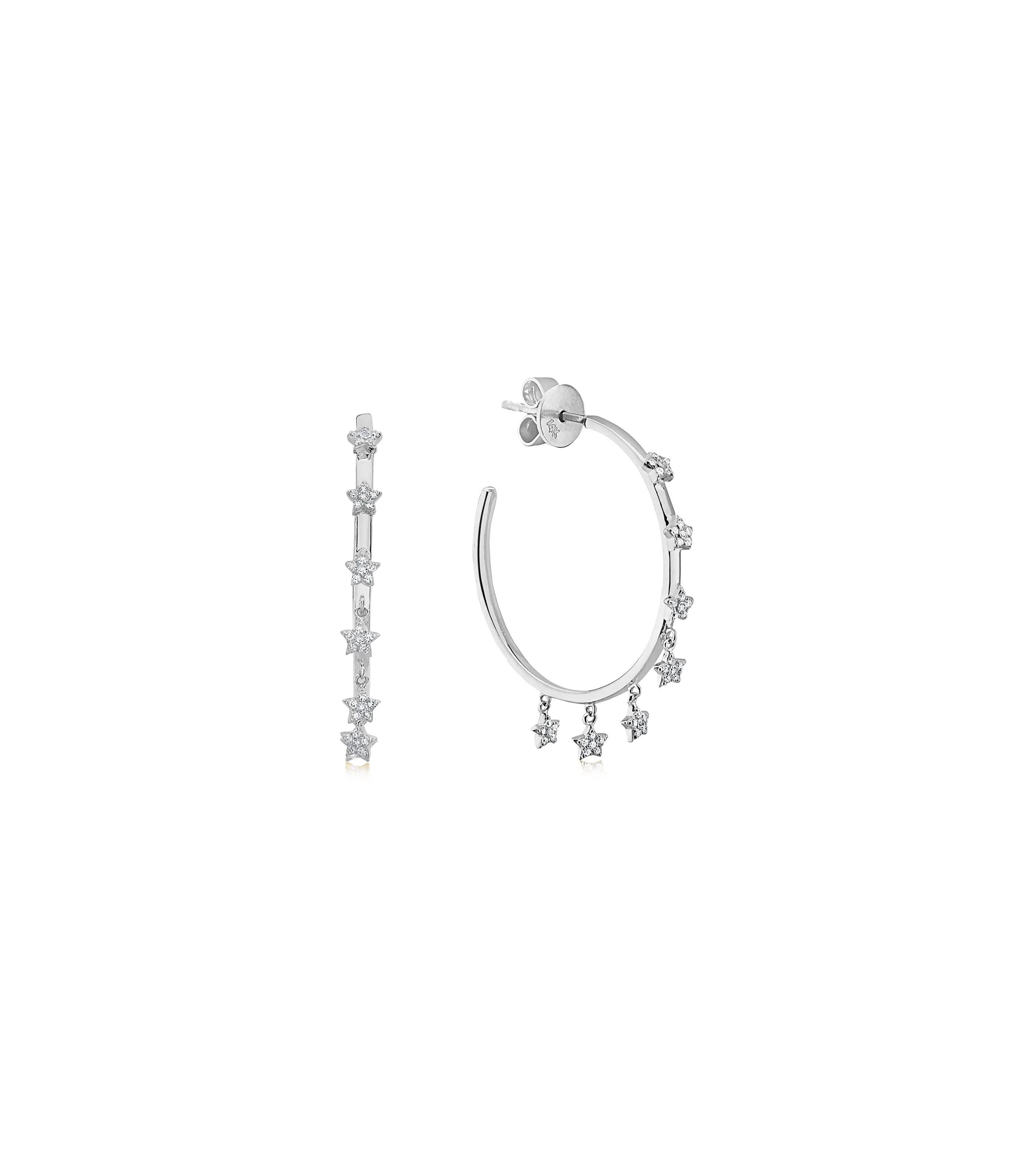 Diamond Multi Star Hoop Earring