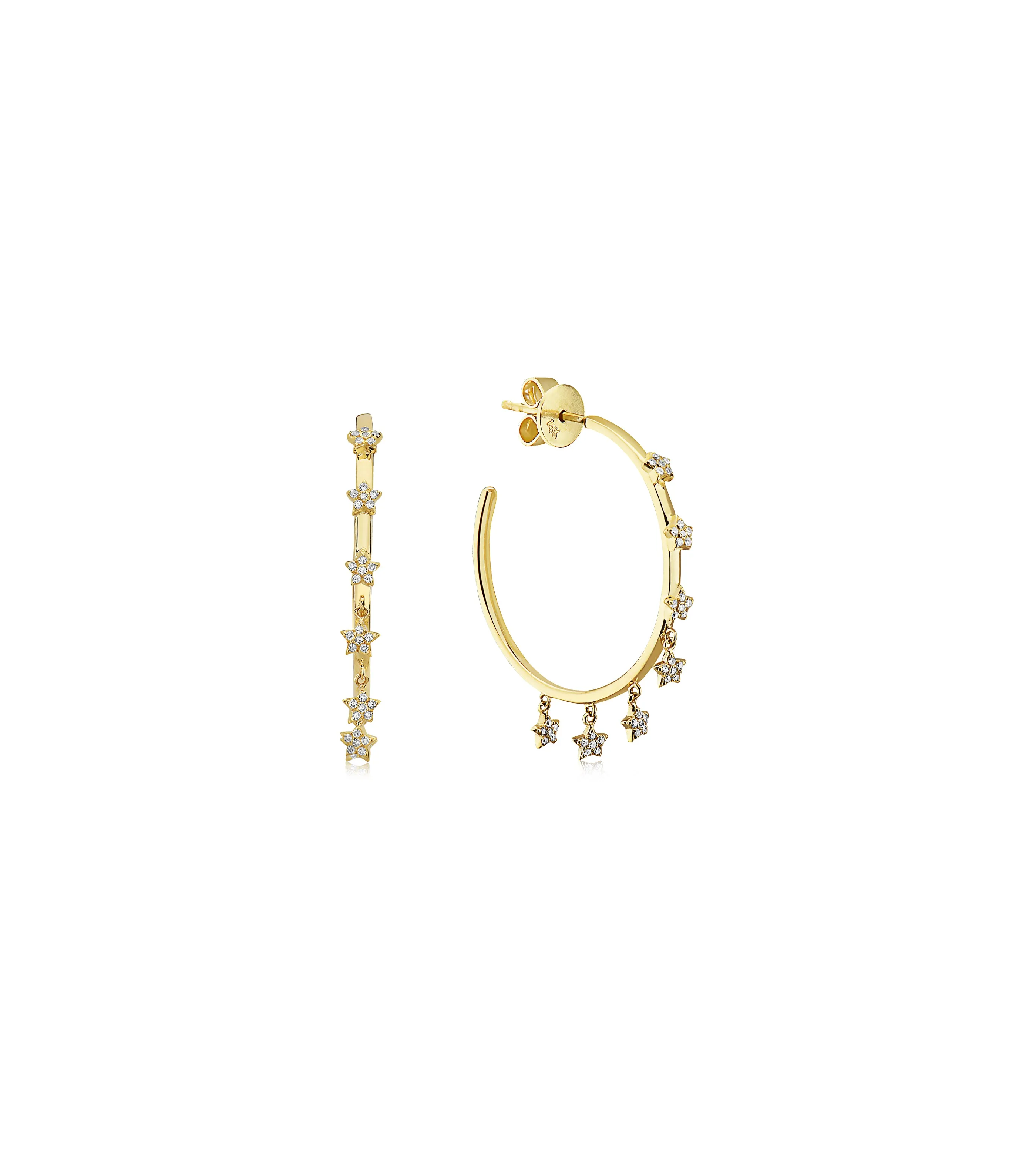 Diamond Multi Star Hoop Earring