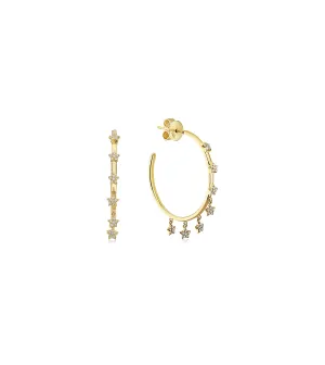 Diamond Multi Star Hoop Earring