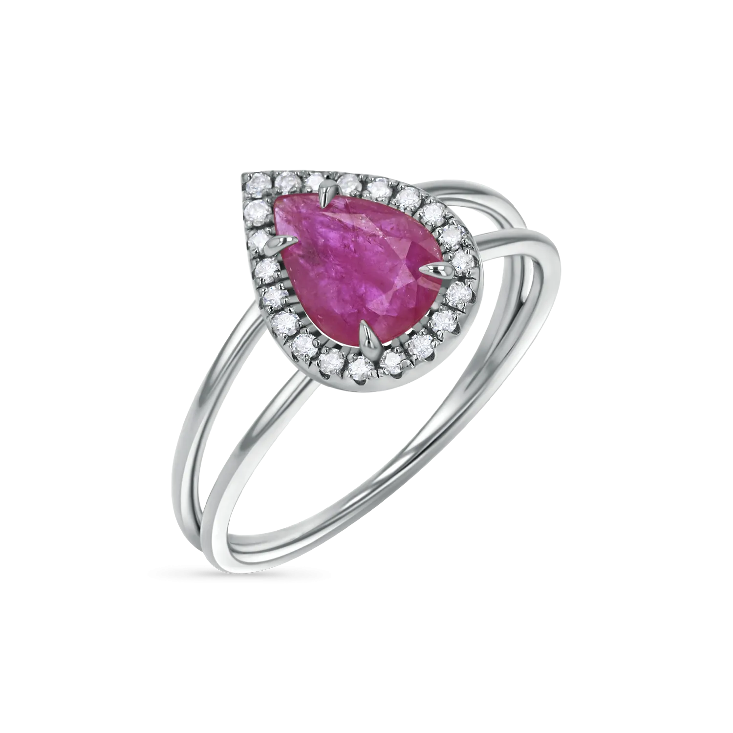 Diamond Pave Teardrop Ruby Ring