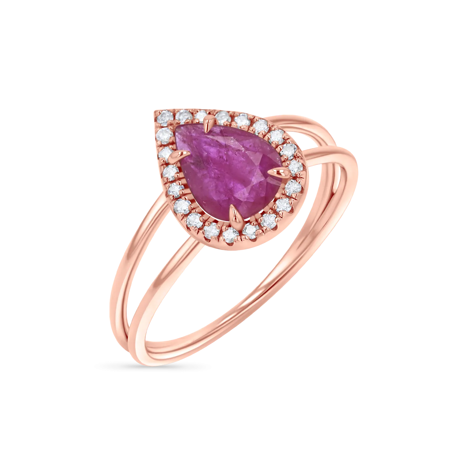 Diamond Pave Teardrop Ruby Ring